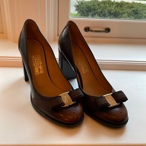 Salvatore Ferragamo Gorgeous Brown Leather Heels